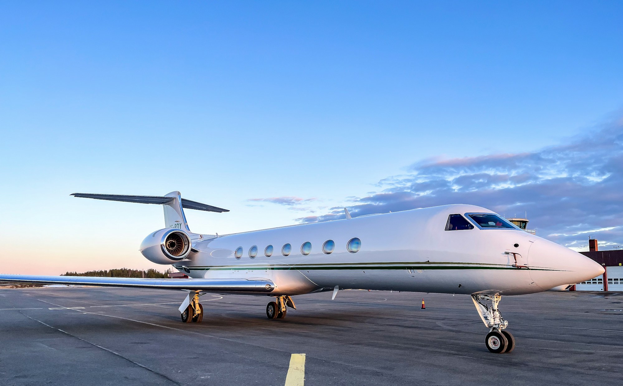 Large-cabin business jet on the tarmac